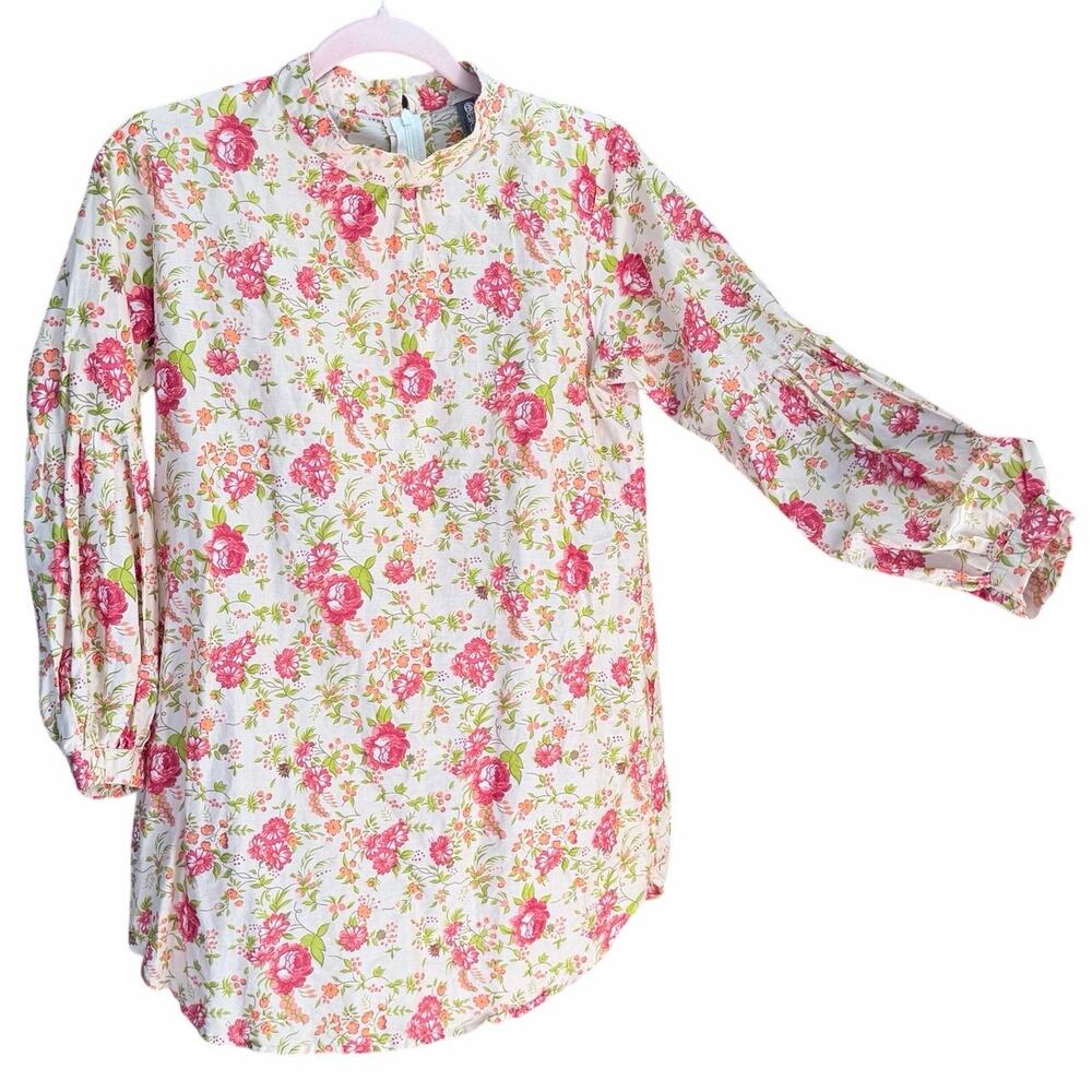 Oaks 100% cotton floral lantern sleeve blouse top XL cottagecore modest classy